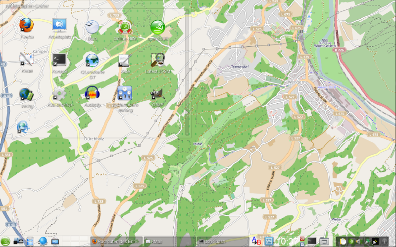 KDE-Desktop mit OSM